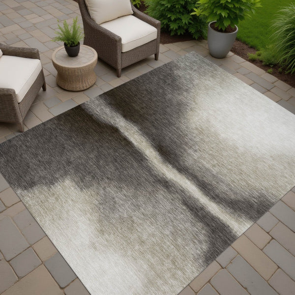 HomeRoots 9' X 12' Stylish Taupe Beige & Black Abstract Washable Area Rug for Indoor/Outdoor Durability & Appeal 691282