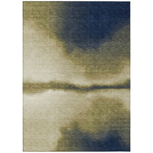 HomeRoots 8' X 10' Durable Washable Abstract Area Rug in Wheat Blue and Beige for Indoor & Outdoor Elegance 691293