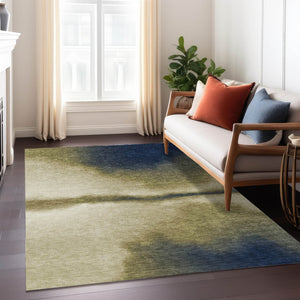HomeRoots 8' X 10' Durable Washable Abstract Area Rug in Wheat Blue and Beige for Indoor & Outdoor Elegance 691293