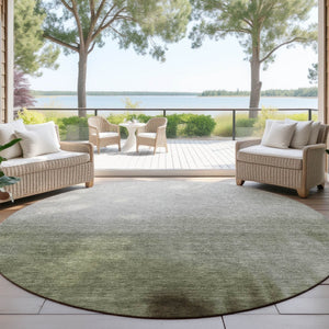 HomeRoots 8' Vibrant Lime Green Round Abstract Area Rug - Stylish, Washable, Durable for Indoor/Outdoor Use 691298