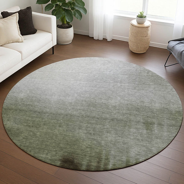 HomeRoots 8' Vibrant Lime Green Round Abstract Area Rug - Stylish, Washable, Durable for Indoor/Outdoor Use 691298