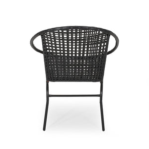 English Elm Christopher Knight Home® - Polyethylene PE Wicker 2-Person Seating Group — Weather-Resistant Rattan & Metal, Sleek Patio Set 66628.00BLK_66627.00BLK