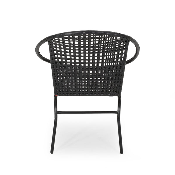 English Elm Christopher Knight Home® - Polyethylene PE Wicker 2-Person Seating Group — Weather-Resistant Rattan & Metal, Sleek Patio Set 66628.00BLK_66627.00BLK
