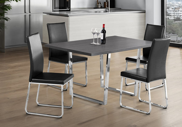 English Elm Dining Table, 60" Rectangular Grey Laminate With Chrome Legs - Modern Centerpiece For Any Space B2710P286990