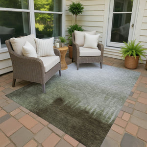 HomeRoots 10' Vibrant Lime Green, Brown & Beige Abstract Washable Area Rug for Indoor/Outdoor Use - Durable & Easy Care! 691301