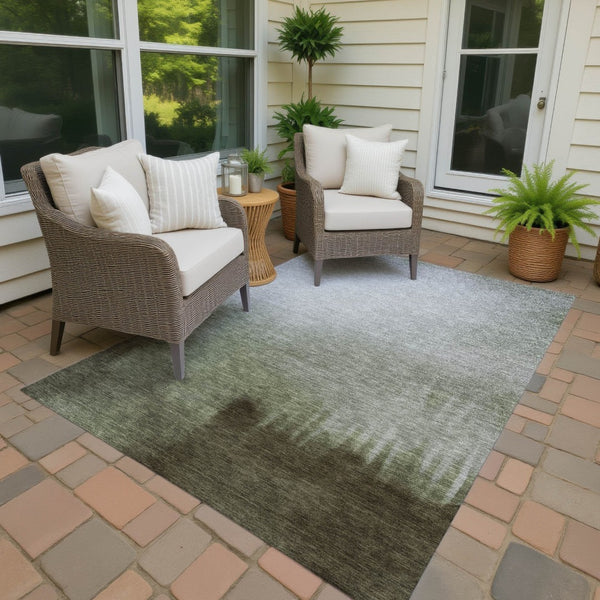 HomeRoots 10' Vibrant Lime Green, Brown & Beige Abstract Washable Area Rug for Indoor/Outdoor Use - Durable & Easy Care! 691301