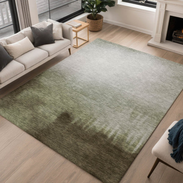HomeRoots 10' Vibrant Lime Green, Brown & Beige Abstract Washable Area Rug for Indoor/Outdoor Use - Durable & Easy Care! 691301