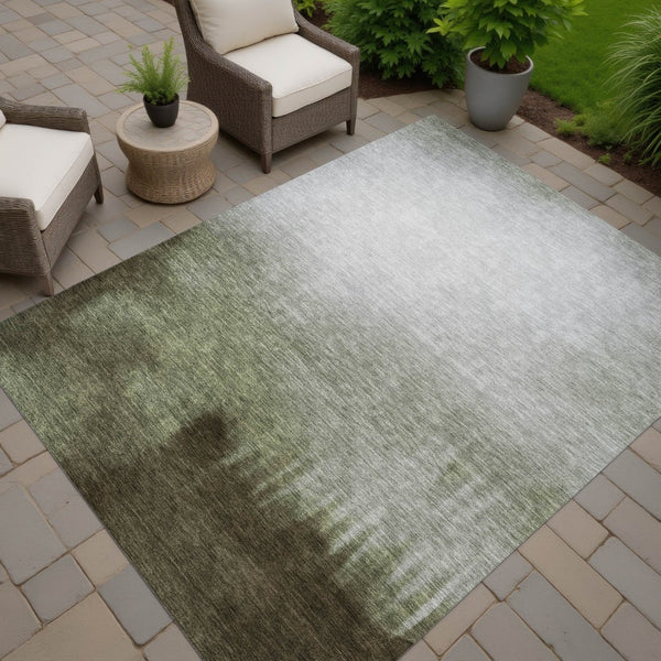 HomeRoots 10' Vibrant Lime Green, Brown & Beige Abstract Washable Area Rug for Indoor/Outdoor Use - Durable & Easy Care! 691301