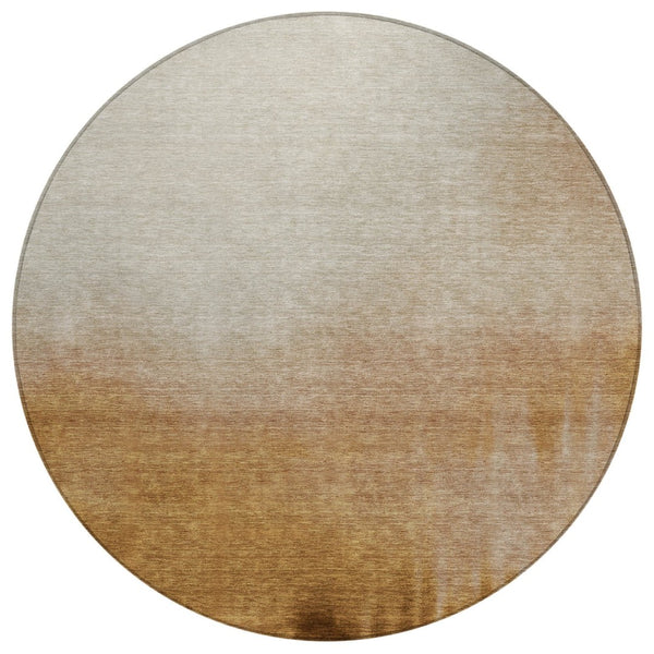 HomeRoots 8' Copper Abstract Round Rug - Stylish, Washable Indoor/Outdoor Area Rug for High-Traffic Spaces 691304