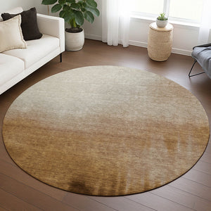 HomeRoots 8' Copper Abstract Round Rug - Stylish, Washable Indoor/Outdoor Area Rug for High-Traffic Spaces 691304