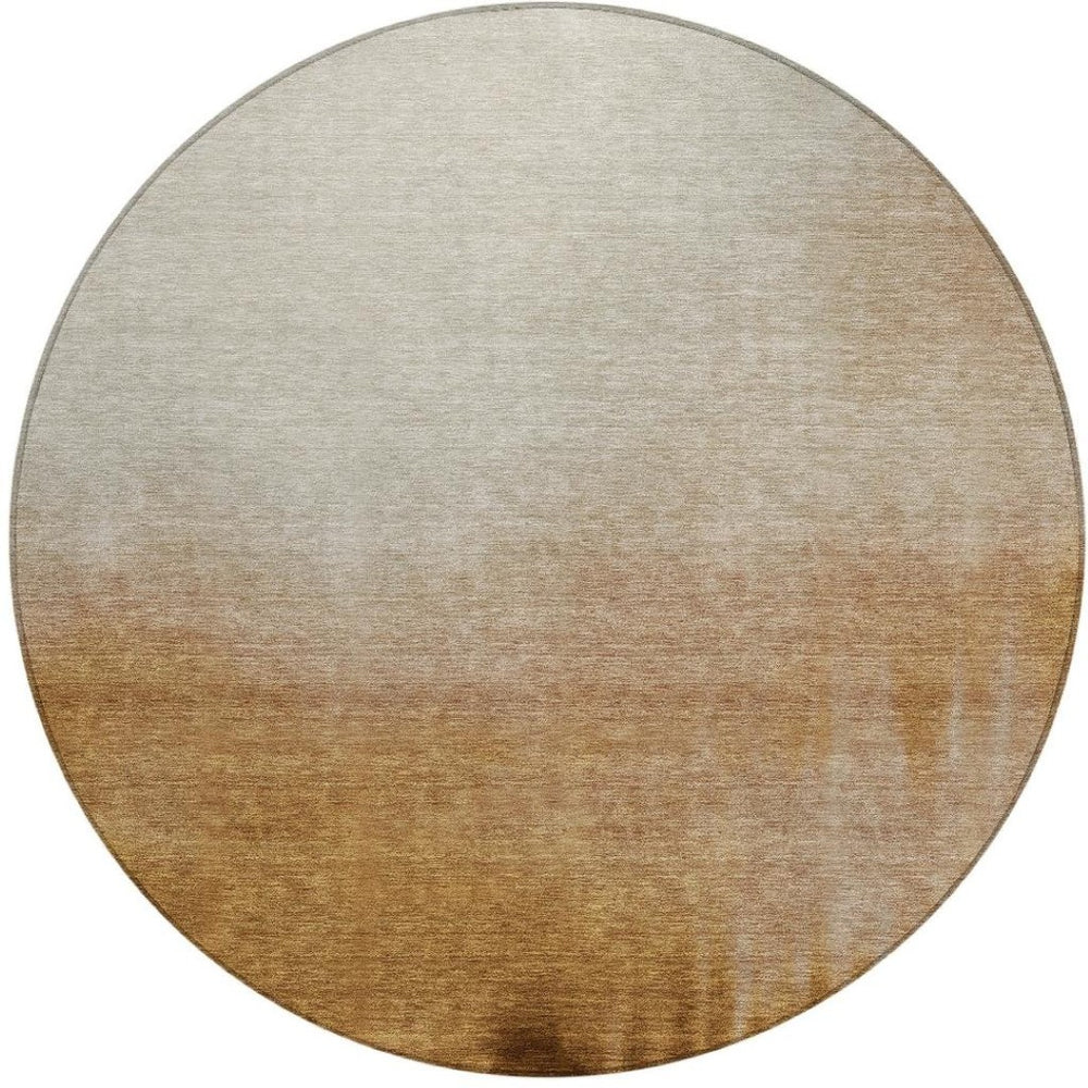 HomeRoots 8' Copper Abstract Round Rug - Stylish, Washable Indoor/Outdoor Area Rug for High-Traffic Spaces 691304