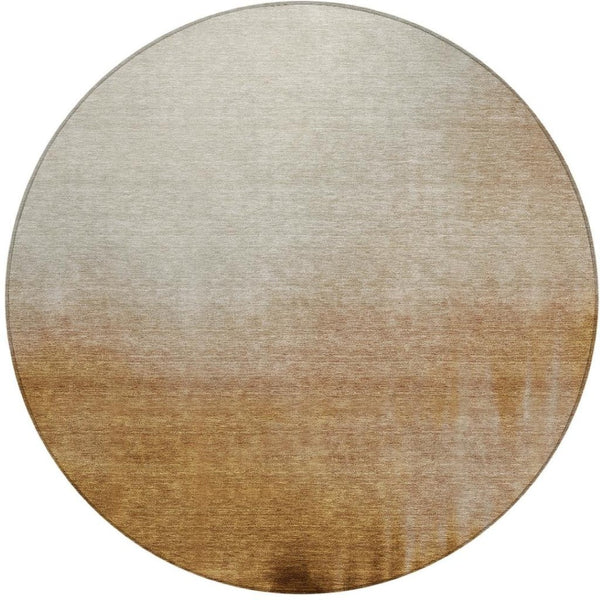 HomeRoots 8' Copper Abstract Round Rug - Stylish, Washable Indoor/Outdoor Area Rug for High-Traffic Spaces 691304