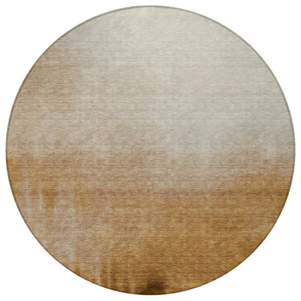 HomeRoots 8' Copper Abstract Round Rug - Stylish, Washable Indoor/Outdoor Area Rug for High-Traffic Spaces 691304