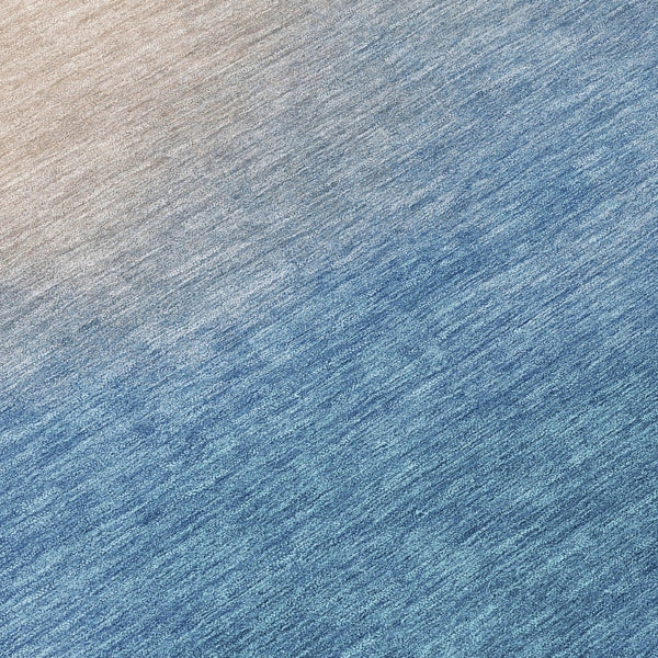 HomeRoots 10' Modern Abstract Denim Blue and Beige Washable Area Rug for Indoor and Outdoor Spaces 691313