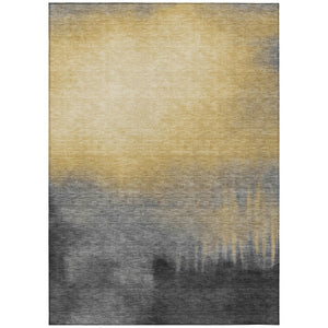 HomeRoots 5' X 8' Modern Abstract Granite Gray and Gold Washable Area Rug for Indoor and Outdoor Spaces 691315