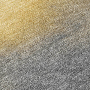 HomeRoots 8' Granite Gray Gold Round Abstract Area Rug - Stylish, Washable, Indoor/Outdoor, Modern Design! 691316