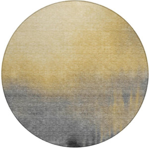 HomeRoots 8' Granite Gray Gold Round Abstract Area Rug - Stylish, Washable, Indoor/Outdoor, Modern Design! 691316