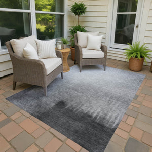 HomeRoots 8' Modern Gray Silver and Black Abstract Area Rug – Durable, Washable, Indoor-Outdoor Design for All Spaces 691323