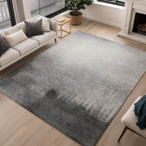 HomeRoots 8' Modern Gray Silver and Black Abstract Area Rug – Durable, Washable, Indoor-Outdoor Design for All Spaces 691323
