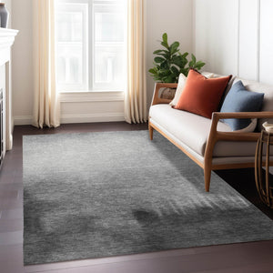 HomeRoots 8' Modern Gray Silver and Black Abstract Area Rug – Durable, Washable, Indoor-Outdoor Design for All Spaces 691323