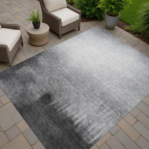 HomeRoots 8' Modern Gray Silver and Black Abstract Area Rug – Durable, Washable, Indoor-Outdoor Design for All Spaces 691323