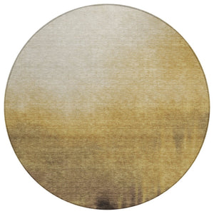 HomeRoots 8' Round Washable Area Rug in Amber Brown & Ivory - Stylish Geometric Design for Indoor/Outdoor Use 691328