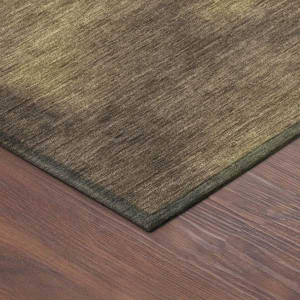 HomeRoots 8' Round Washable Area Rug in Amber Brown & Ivory - Stylish Geometric Design for Indoor/Outdoor Use 691328