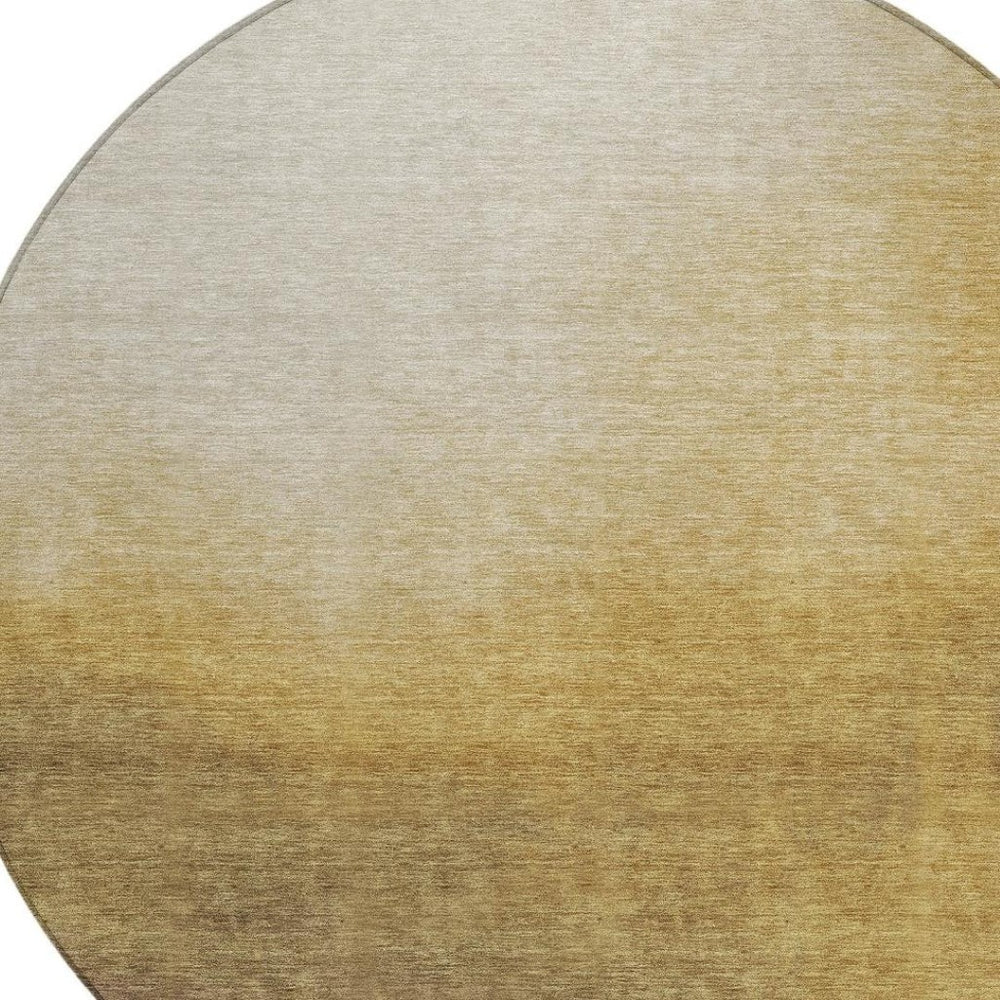 HomeRoots 8' Round Washable Area Rug in Amber Brown & Ivory - Stylish Geometric Design for Indoor/Outdoor Use 691328