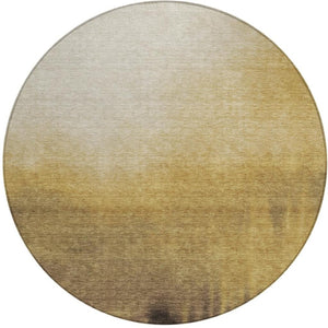 HomeRoots 8' Round Washable Area Rug in Amber Brown & Ivory - Stylish Geometric Design for Indoor/Outdoor Use 691328