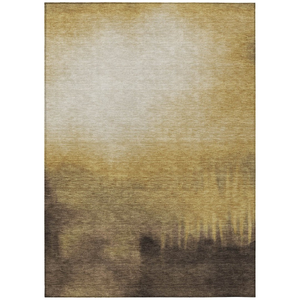 HomeRoots 10' X 14' Amber Brown & Ivory Abstract Washable Area Rug – Stylish, Durable, Indoor/Outdoor Essential 691331