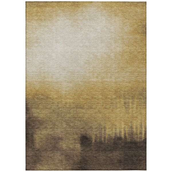 HomeRoots 10' X 14' Amber Brown & Ivory Abstract Washable Area Rug – Stylish, Durable, Indoor/Outdoor Essential 691331