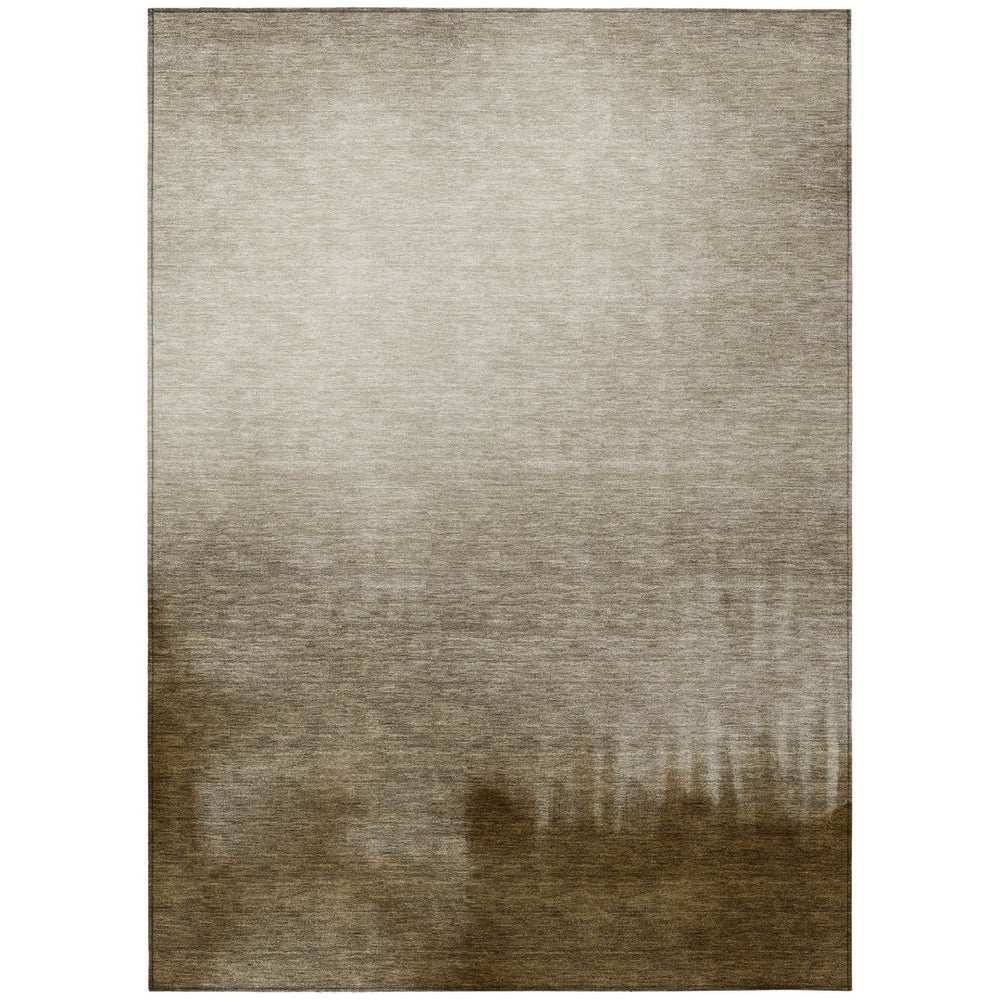 HomeRoots 5' Khaki Brown & Beige Abstract Area Rug – Durable, Washable Design for Indoor & Outdoor Spaces 691333