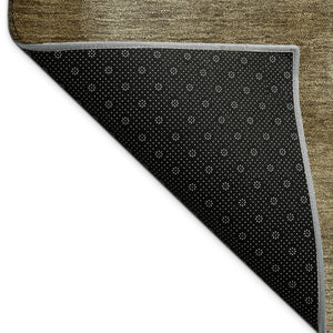HomeRoots 8' Khaki Brown & Beige Round Abstract Rug - Stylish, Washable, Durable for Indoor & Outdoor Use! 691334