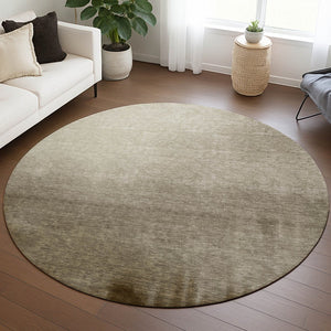 HomeRoots 8' Khaki Brown & Beige Round Abstract Rug - Stylish, Washable, Durable for Indoor & Outdoor Use! 691334