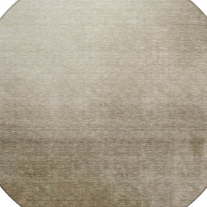 HomeRoots 8' Khaki Brown & Beige Round Abstract Rug - Stylish, Washable, Durable for Indoor & Outdoor Use! 691334