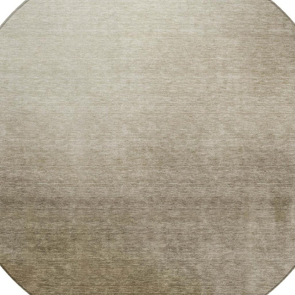 HomeRoots 8' Khaki Brown & Beige Round Abstract Rug - Stylish, Washable, Durable for Indoor & Outdoor Use! 691334