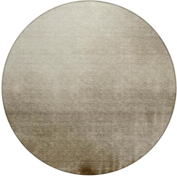 HomeRoots 8' Khaki Brown & Beige Round Abstract Rug - Stylish, Washable, Durable for Indoor & Outdoor Use! 691334