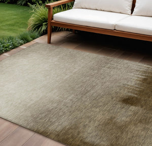 HomeRoots 9' X 12' Khaki Brown & Beige Abstract Indoor-Outdoor Rug – Durable, Washable, Modern & Stylish Design 691336