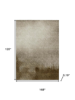 HomeRoots 10' Khaki Brown & Beige Abstract Washable Rug – Stylish, Durable, Indoor/Outdoor Versatile Decor 691337
