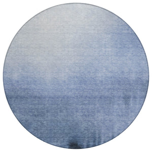 HomeRoots 8' Round Abstract Area Rug in Navy, Charcoal & Sky Blue - Washable, Durable for Indoor & Outdoor Use 691340