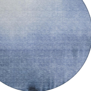 HomeRoots 8' Round Abstract Area Rug in Navy, Charcoal & Sky Blue - Washable, Durable for Indoor & Outdoor Use 691340