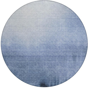 HomeRoots 8' Round Abstract Area Rug in Navy, Charcoal & Sky Blue - Washable, Durable for Indoor & Outdoor Use 691340