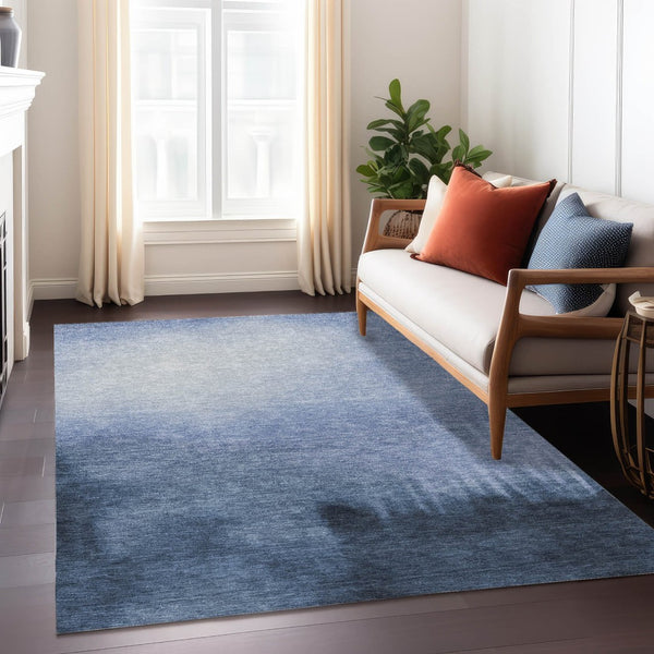 HomeRoots 8' X 10' Abstract Navy Blue & Charcoal Area Rug – Stylish, Washable, Indoor/Outdoor Durable Design 691341