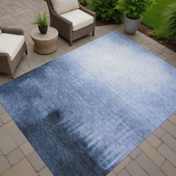 HomeRoots 8' X 10' Abstract Navy Blue & Charcoal Area Rug – Stylish, Washable, Indoor/Outdoor Durable Design 691341