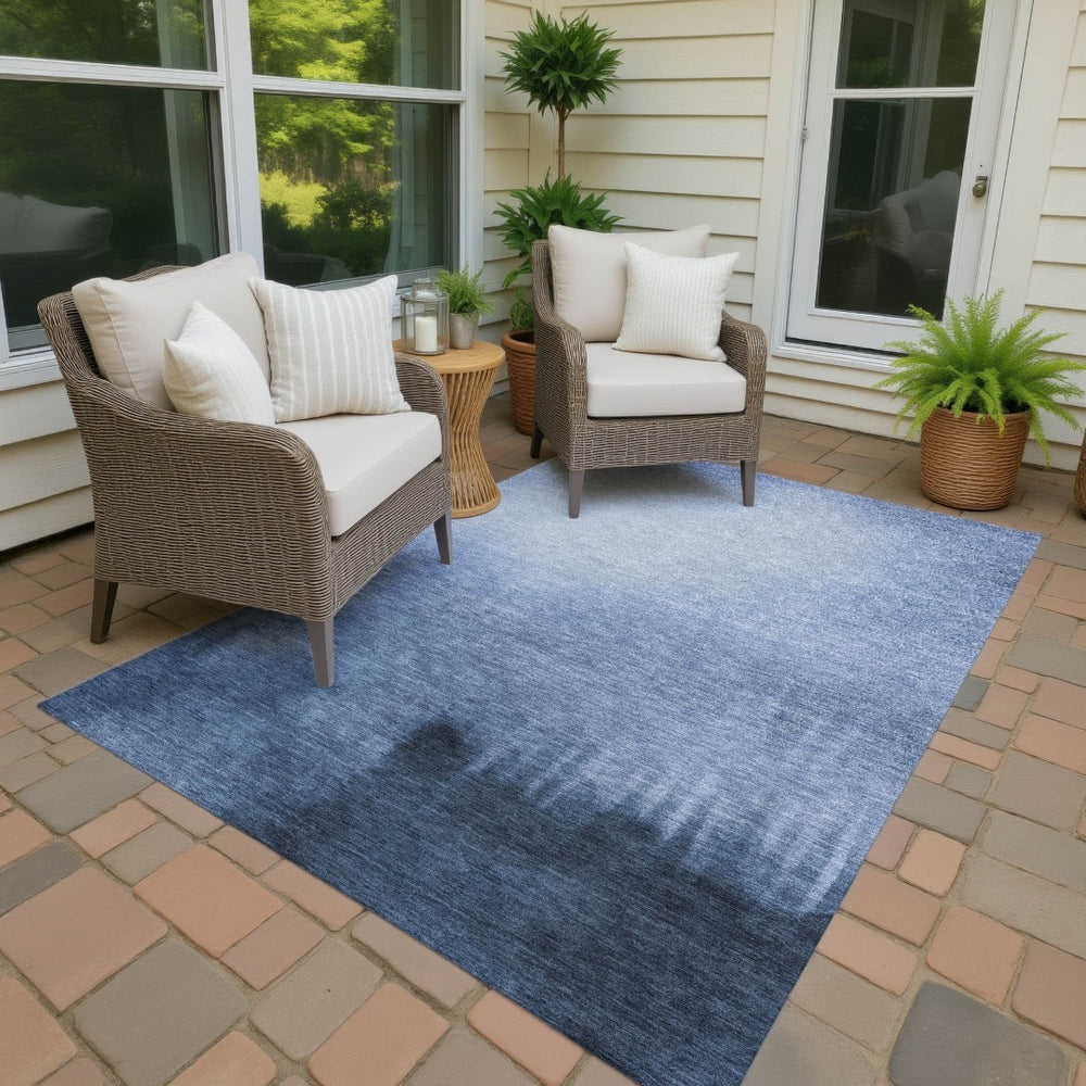 HomeRoots 10' X 14' Washable Abstract Area Rug in Navy and Charcoal – Durable, Stylish for Indoor & Outdoor Use 691343