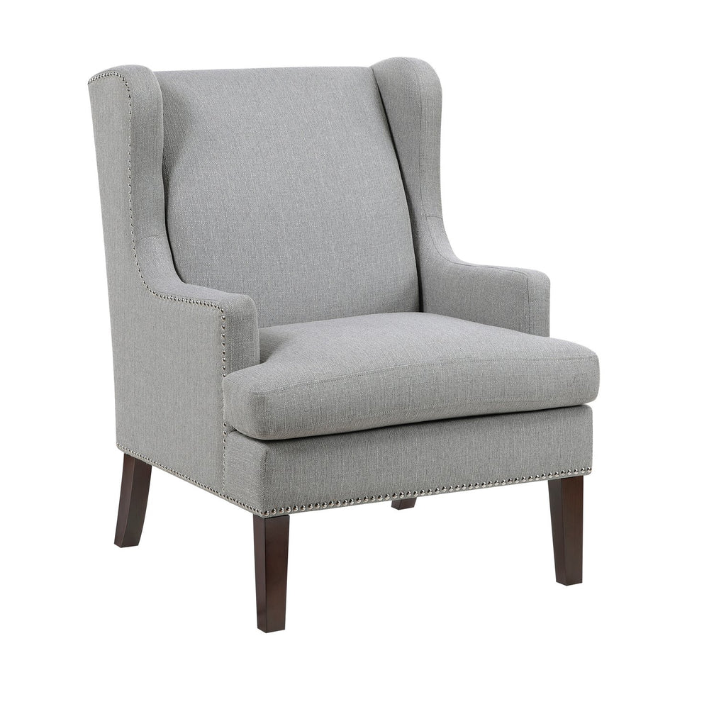 English Elm 1Pc Accent Chair With Foam Cushion, Gray Fabric Upholstery & Nailhead Trim For Stylish Living Spaces B011P287705