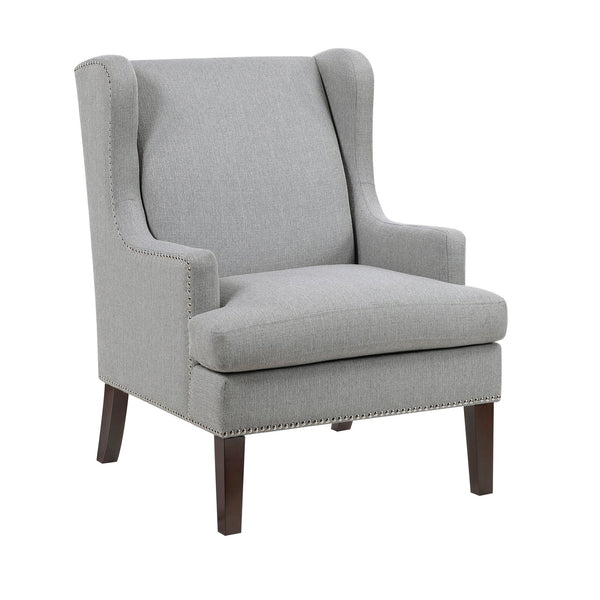 English Elm 1Pc Accent Chair With Foam Cushion, Gray Fabric Upholstery & Nailhead Trim For Stylish Living Spaces B011P287705