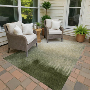 HomeRoots 5' Stylish Abstract Washable Area Rug in Olive Green, Beige & Wheat - Perfect for Indoor & Outdoor Use 691345