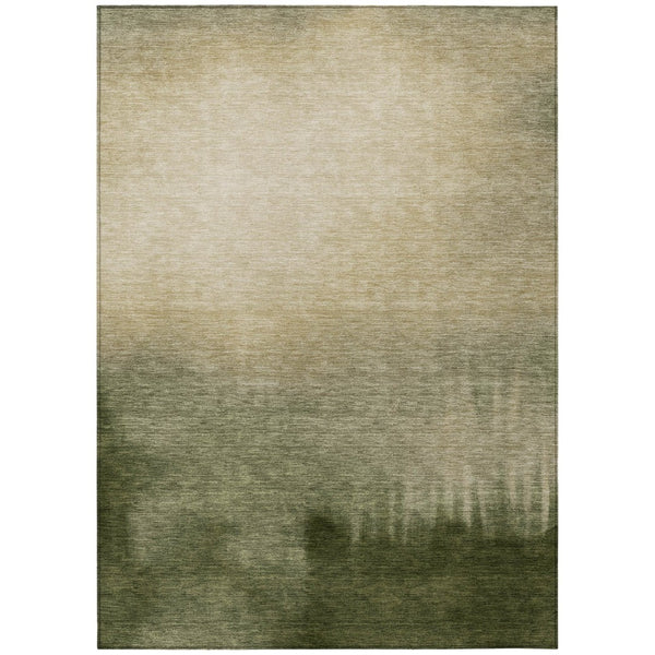 HomeRoots 5' Stylish Abstract Washable Area Rug in Olive Green, Beige & Wheat - Perfect for Indoor & Outdoor Use 691345