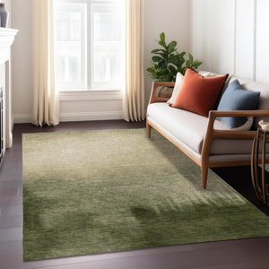 HomeRoots 5' Stylish Abstract Washable Area Rug in Olive Green, Beige & Wheat - Perfect for Indoor & Outdoor Use 691345